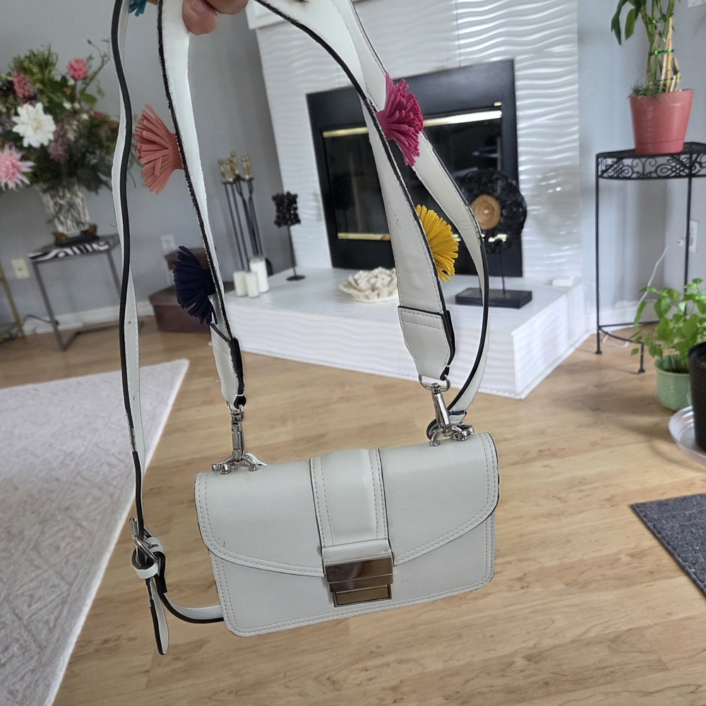 White Crossbody Bag with Colorful Accents